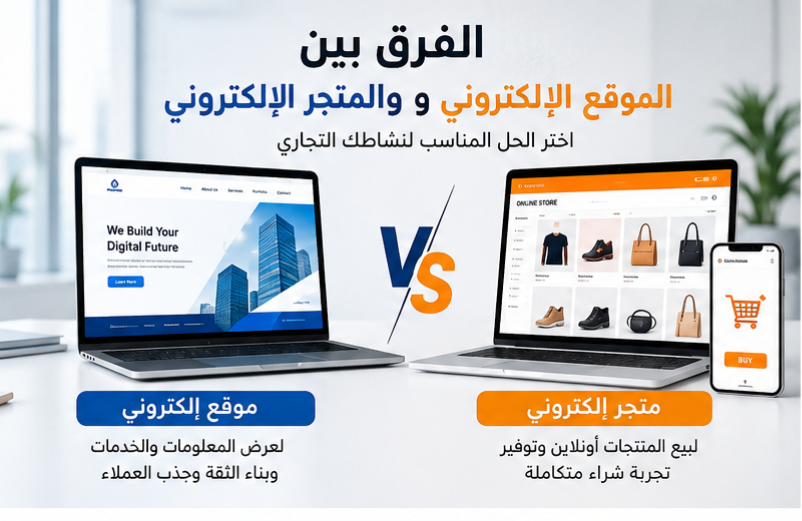 الفرق بين الموقع الإلكتروني والمتجر الإلكترون